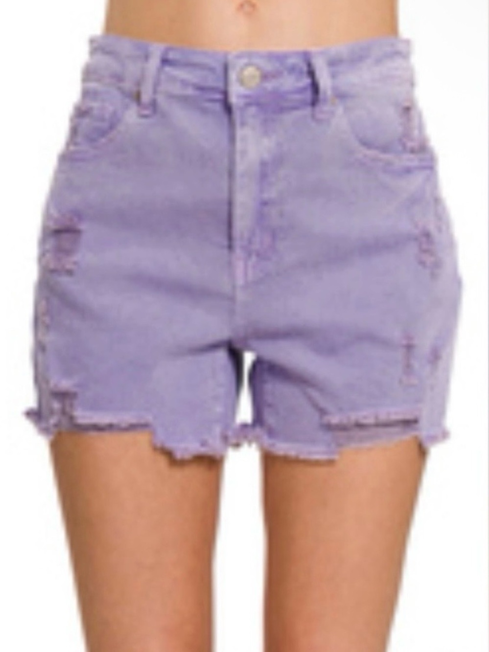 High-Rise Distressed Women's Shorts in Lavender NWT